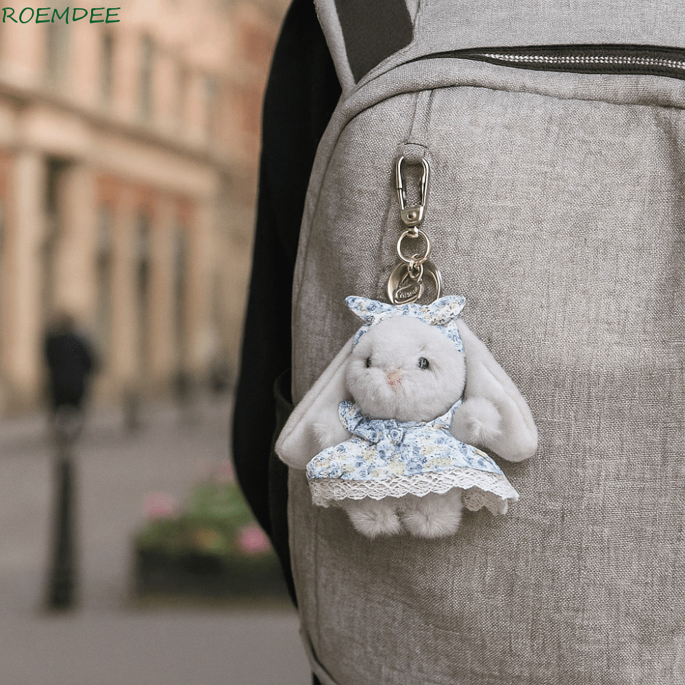 ROEMDEE Rabbit Plush Pendant, Cartoon 12cm Doll Keychain, Creative Kawaii Plush Soft Rabbit Keychain Gift