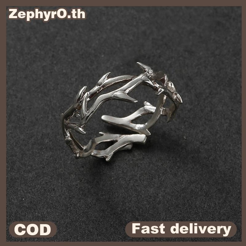 null Fashion Punk Irregular Thorns Couple Rings Retro Hip-hop Personality Adjustable Finger Ring For Men Women Lovers Jewelry Gifts null