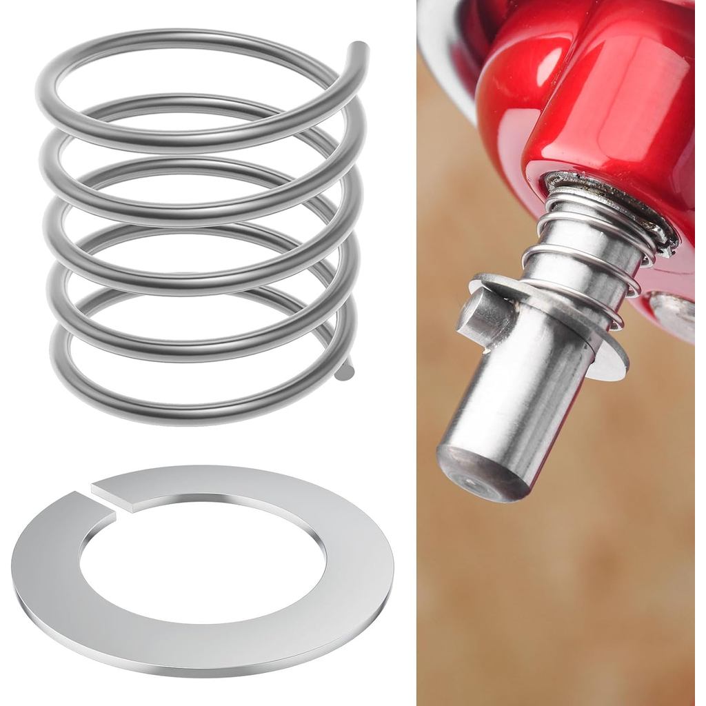 Spring dan Washer Keluli Tahan Karat 304 untuk Mesin Pengadun Kitchenaid 3.5 Quarts hingga 7 Quarts (Tidak termasuk model mini) Melindungi dan memanjangkan jangka hayat mesin pengadun.