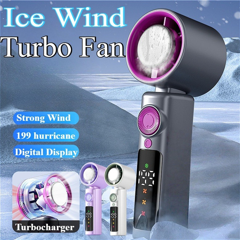 kipas portable 199-Speed Ice Compress Handheld Cooling Fan Kipas Tangan Kipas Mini Bateri Tahan Lama Portable Mini Fan