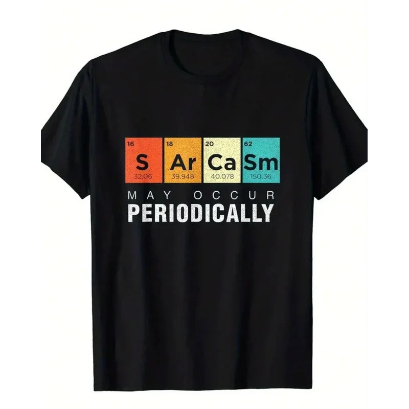 Satira Kimia Kapas Mungkin Berlaku Secara Berkala T-Shirt Jadual Periodik Gaya Retro Kasual yang Menarik Memakai Corak H