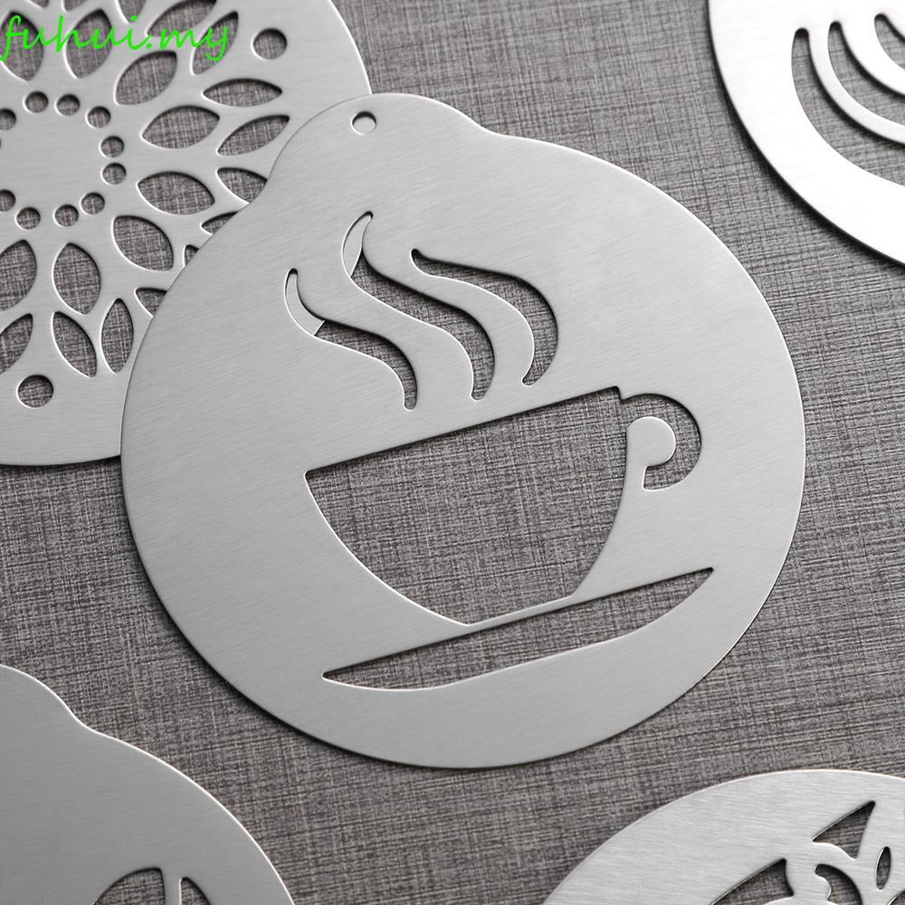 FUHUI Coffee Stencil Set Smooth Edge 5 pcs Decoration Barista Supplies Cappuccino Arts Coffeeware