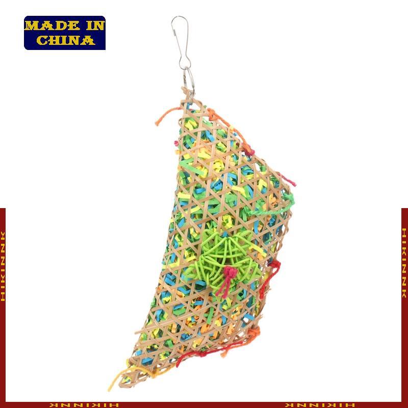 HIk Bird  Toys Small Parrot Chewing Bamboo Woven Pouch Toys Foraging Hanging Toy for Parakeets Love Birds Budgies