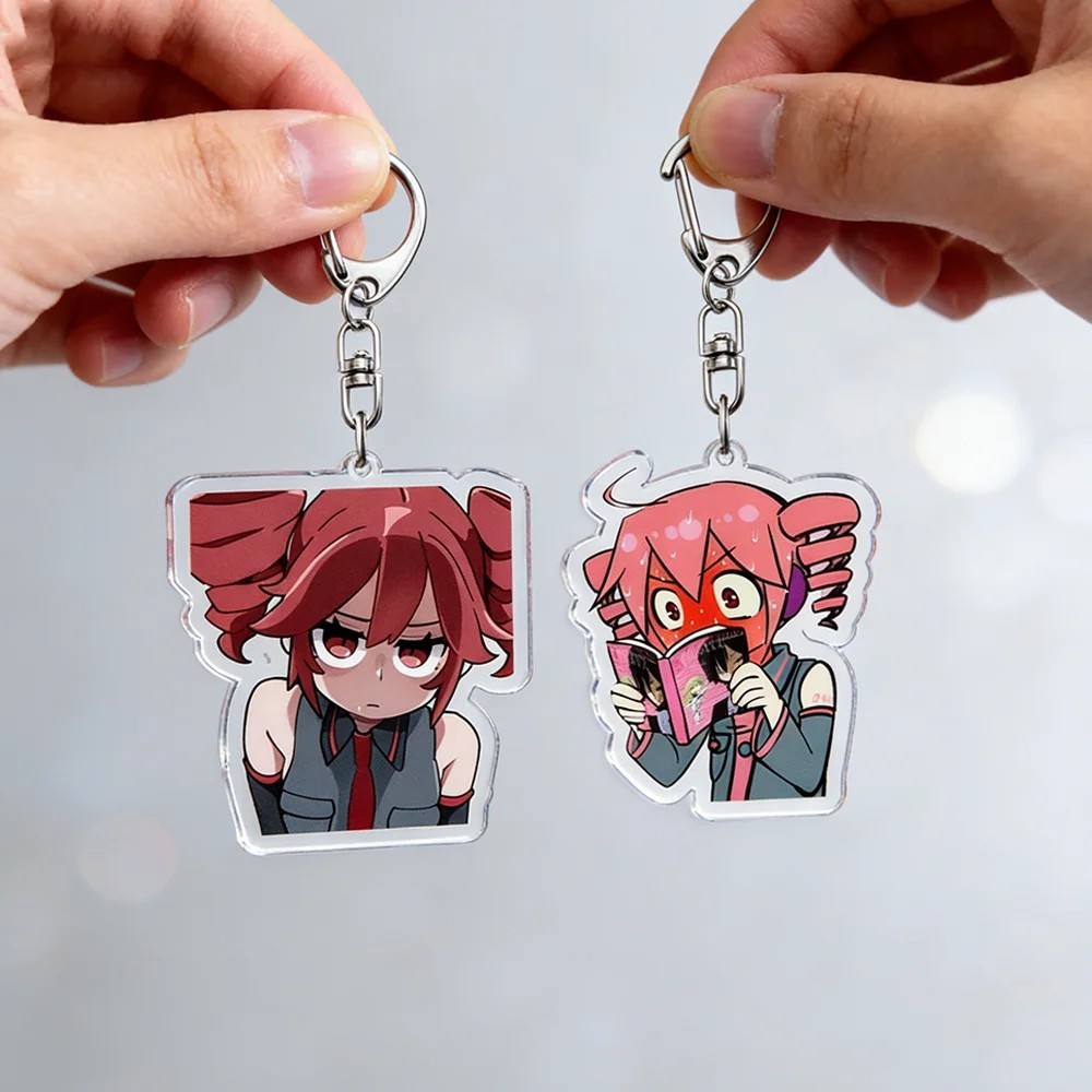 Anime Kasane Teto mica acrylic keychain with Vocaloid Utau character to decorate backpacks, handbags, cute accessories