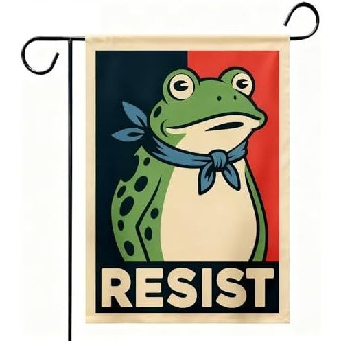 Resist Portland Frog Garden Flag 12x18, Double Sided Protest Signs Flag for Yard, Heavy Duty Fade Resistant