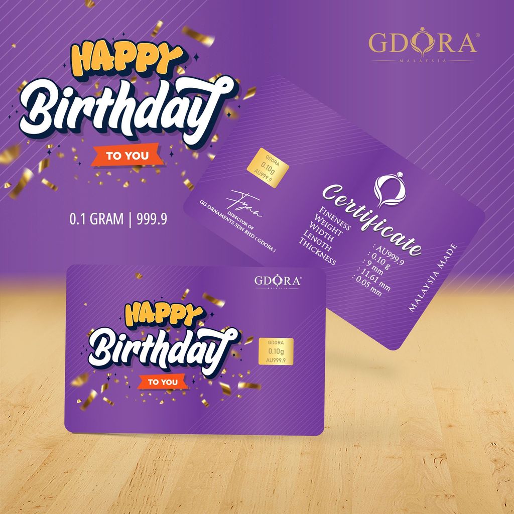 GDORA Gold Bar 0.10gram  Happy Birthday To You Purple  999.9
