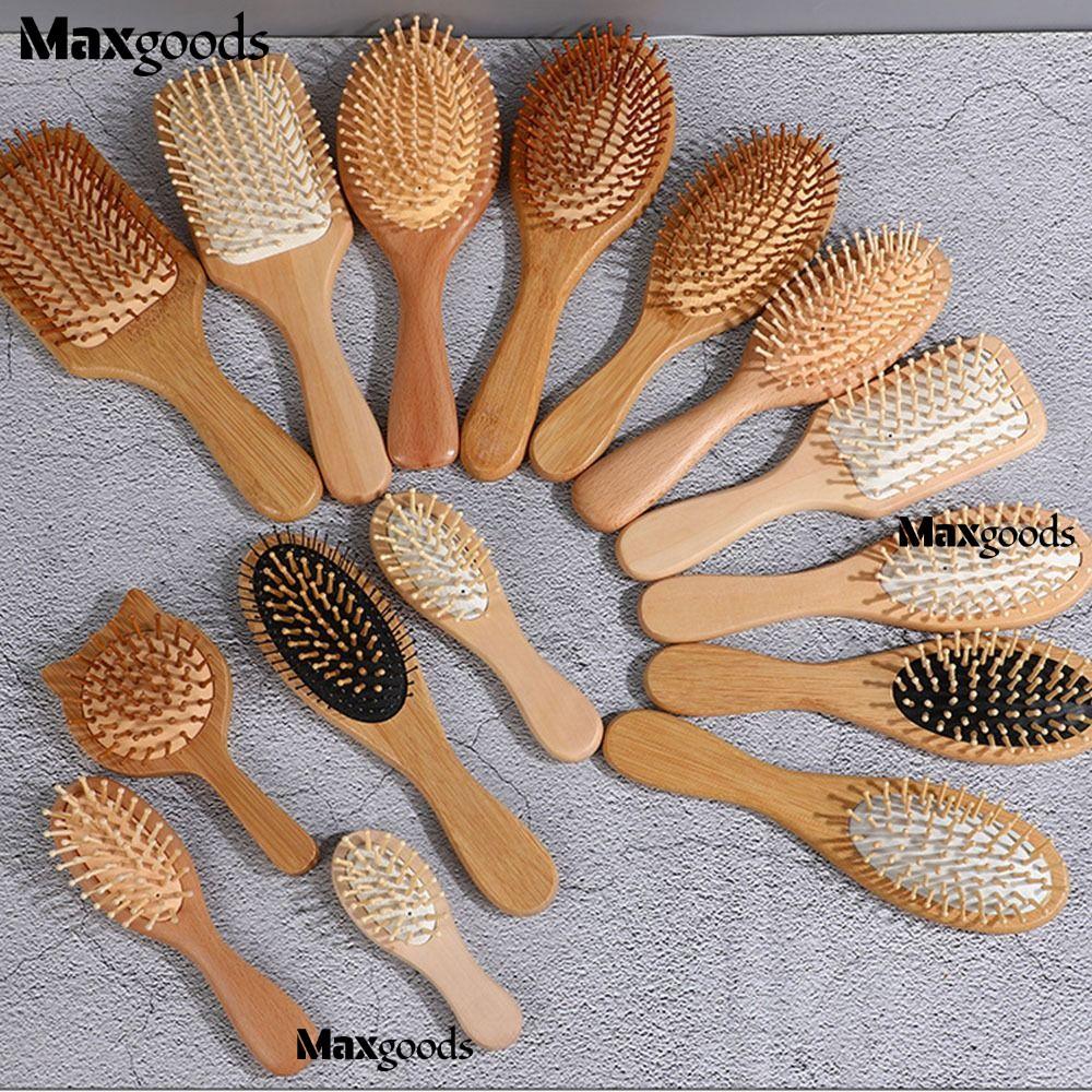 MAXGOODSA9 1Pc Wood Comb, Paddle Cushion Hair Care Massage Brush,  Hairbrush Hair Loss Bamboo Comb Hair Scalp