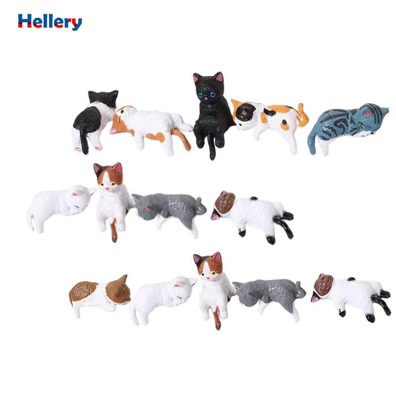 Hellery Cute Cat Figure Resin Miniature Figurine Decoration Collectible Ornament for Office Computer Bookshelf Desk Table Car Navigator