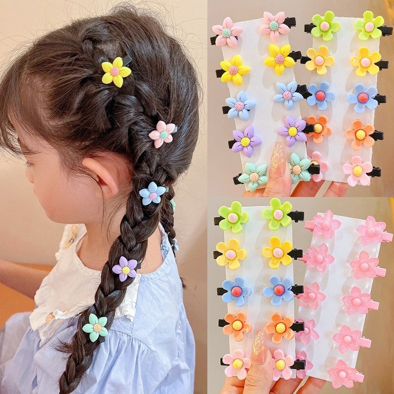Children Flower Small Hair Clip Korean Girls Hair Clip Mini Braided Hair Clip Little Girl Liu#儿童花朵小发夹韩国女童盘发迷你编发夹小女孩刘#