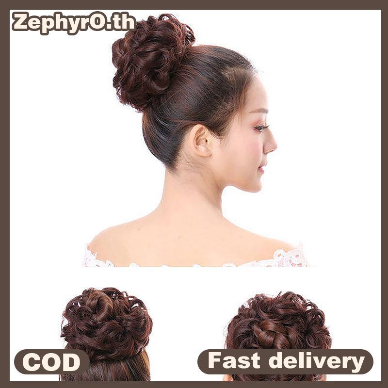 null Synthetic Hair Bun Wig Ladies Ponytail Hair Extension Scrunchie Elastic Wave Curly Hairpieces Scrunchie Wrap null