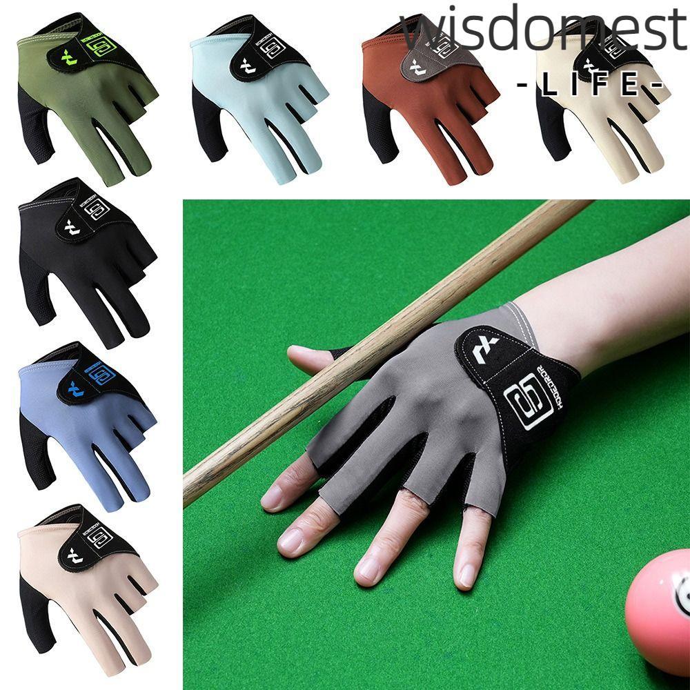 WISDOMEST Billiards Glove, Elastic Left Hand Half Fingers Glove, Fashion Non Slip Breathable Snooker Billiard Glove Fitness Accessories