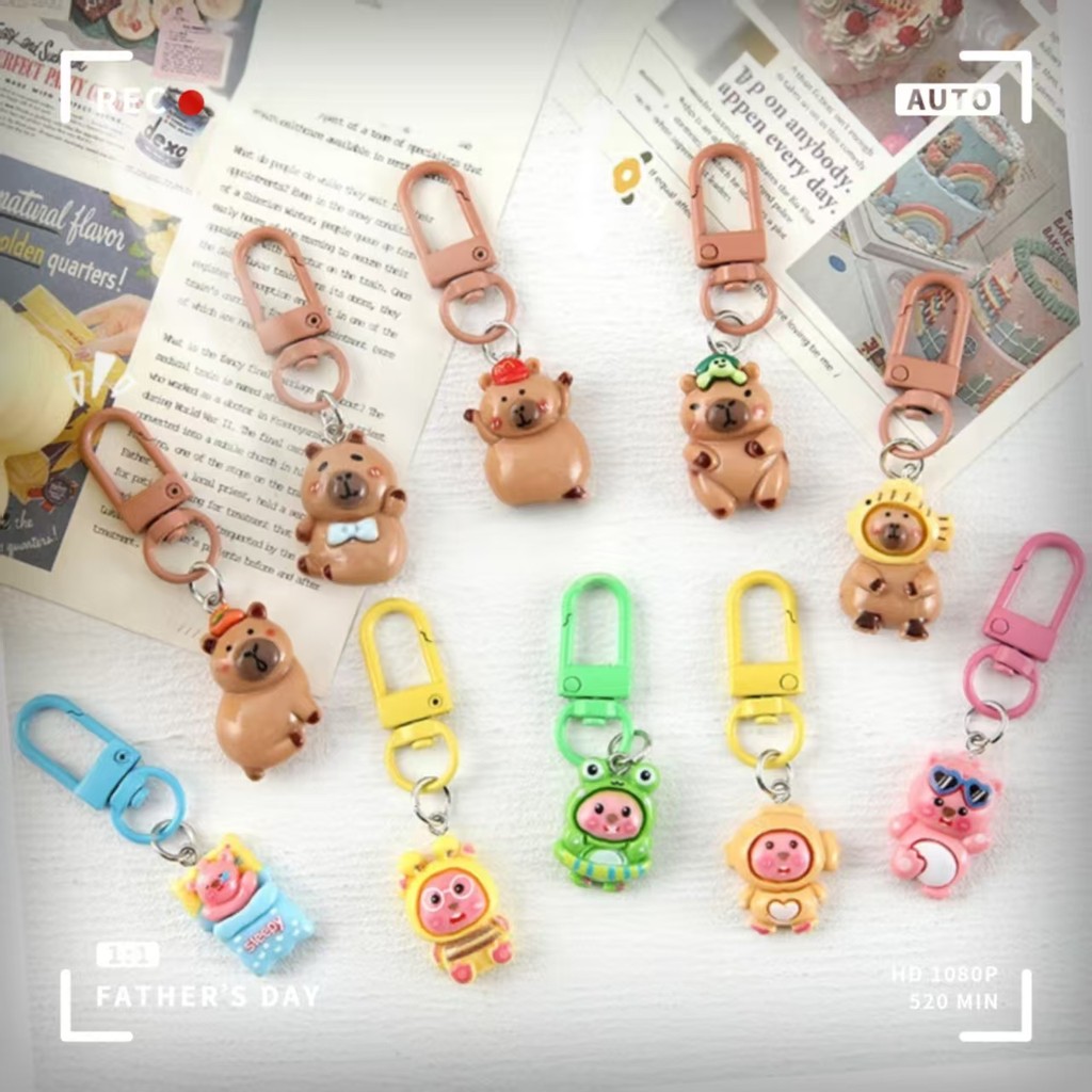Creative Cartoon Resin Keychain Cute Schoolbag Pendant Mystery Box Small Gift Key Ring Diy Jewelry Accessories