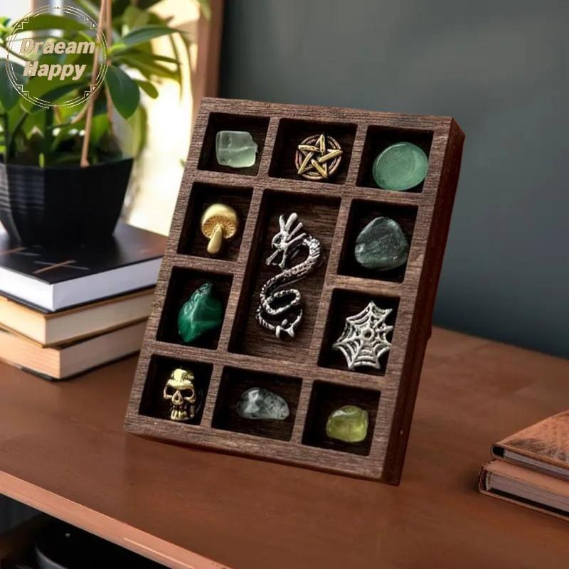 DH Miniature Trinket Shelf Crystal Shelf Dollhouse Miniature Decor Multipartments Wooden Jewelry Display Tray Ring Earring Storage Home Decoration 1/3pcs MY