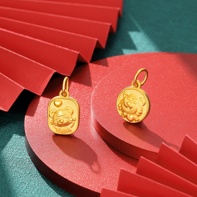 916 gold Gold Happy Tiger Lively Tiger Pendant /916 gold Fun Zodiac Cute Tiger Pendant