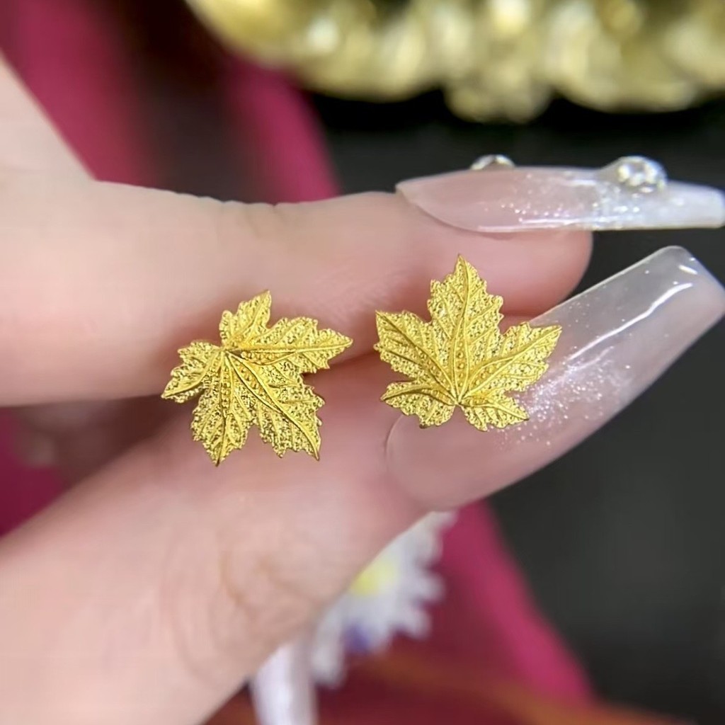 Emas 916 Subang/ Maple Leaf Gold Earrings gold 916 Ladies New Style