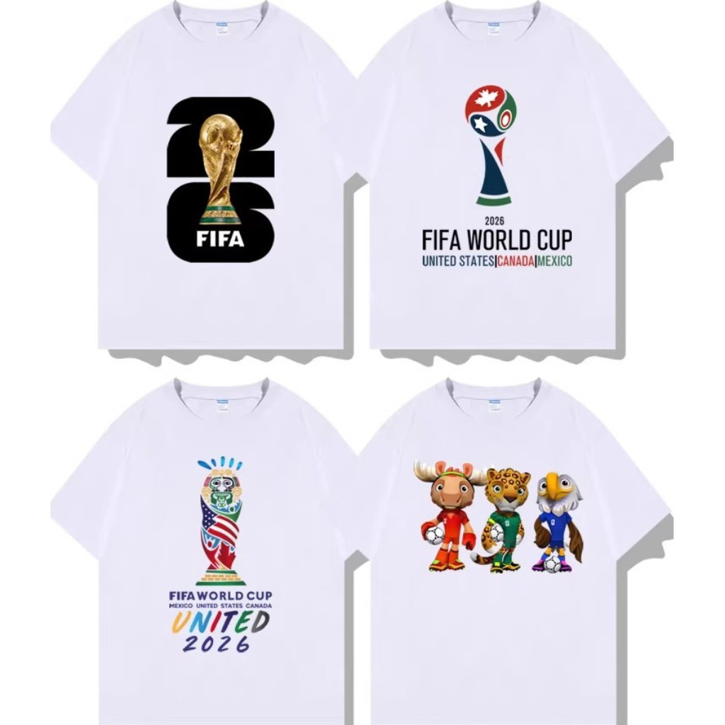 Baju 2026 FIFA World Cup T-Shirt | World Cup Mascot Tee Unisex Round Neck Short Sleeve | Patriotic Football Shirt #3