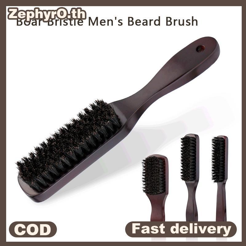 null Hair Brush Wood Handle Boar Bristle Beard Comb Styling Detangling Straighten Brown Boar Bristles Massage Comb null