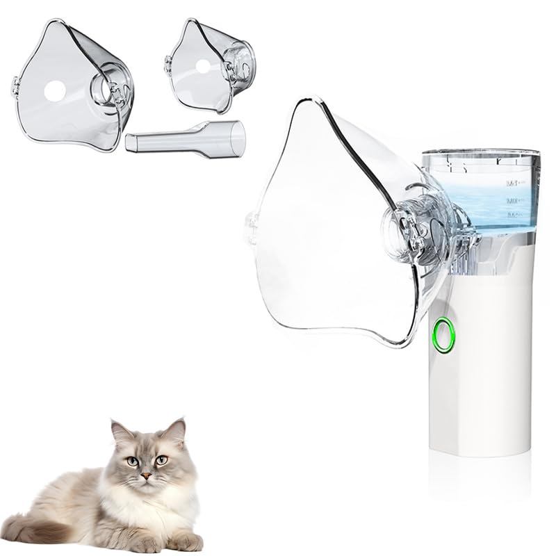 Nebulizer Haiwan Peliharaan Mudah Alih untuk Kucing & Anjing - Inhaler Wap Kabus Sejuk Pegang Tangan untuk Masalah Pernafasan - Boleh Dicas Semula melalui USB untuk Kegunaan di Rumah, Perjalanan & Kereta - Peranti Bantuan Pernafasan Veterinar