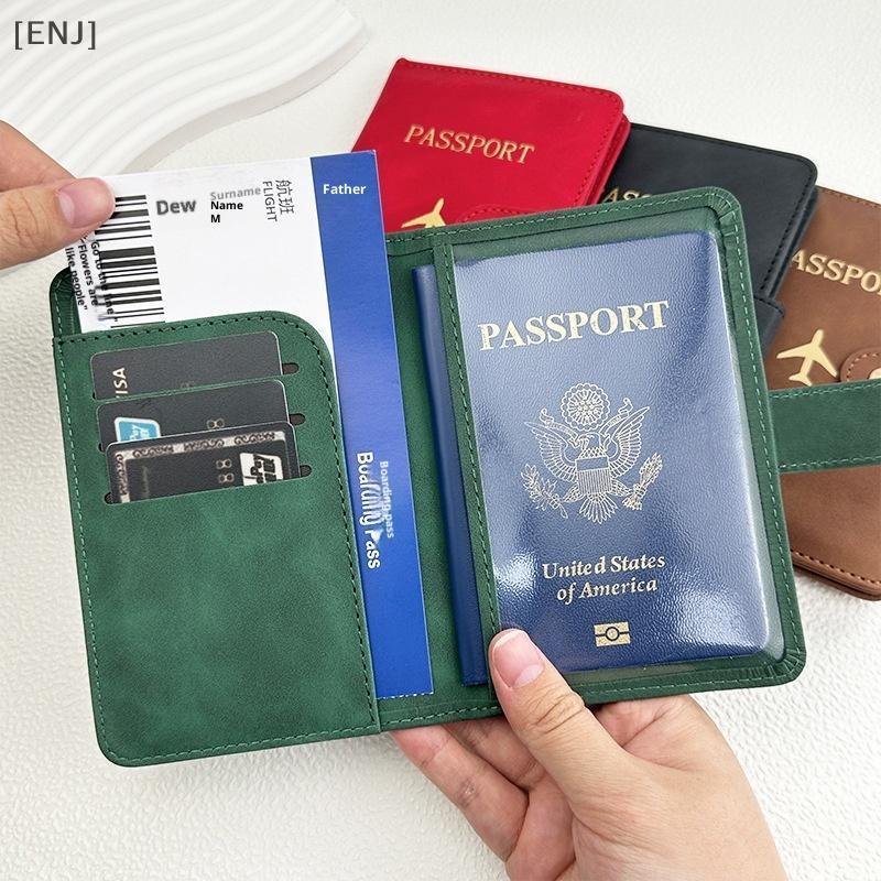 [ENJ] PU Leather Waterproof Passport Cover  Travel Wallet with Credit Card Slots Holder for Business Journeys null