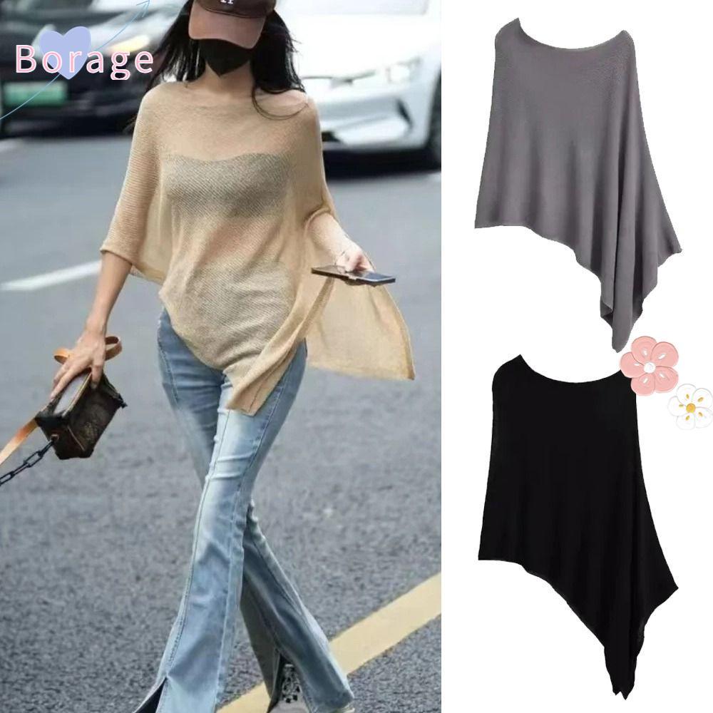 BORRAONE Sun Protection Shawls, Ice Silk Gifts Irregular Cape Shawl, Loose Thin Sunscreen Scarf