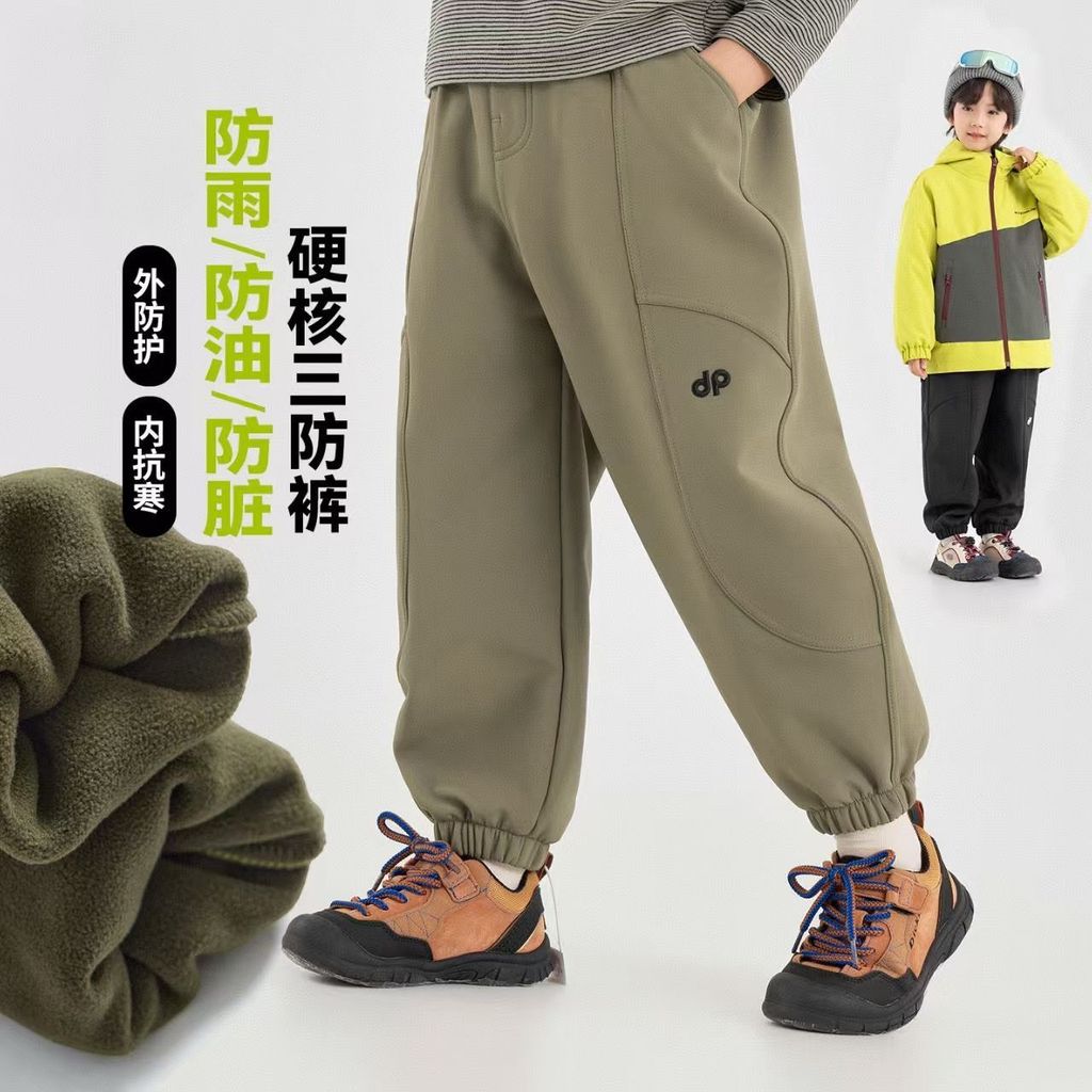 Fleece Thickened Boys Plus Children 2025 Trousers Outdoor Winter Clothes Autumn Winter Waterproof fashion Pants Sports Pants Jackets cod Warm ZRYJ