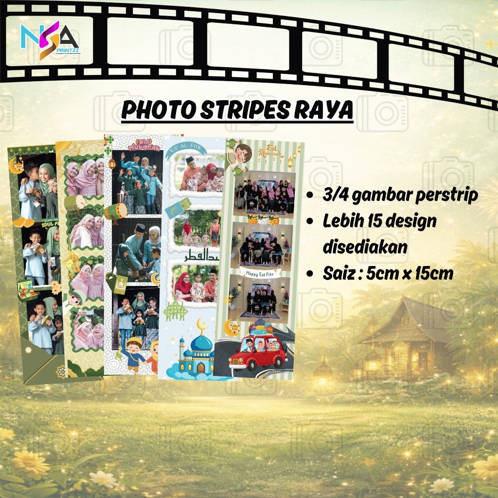 Photo Strips Raya Photobooth | Photostrip Raya Eid Mubarak | Frame Photo Booth Hari Raya