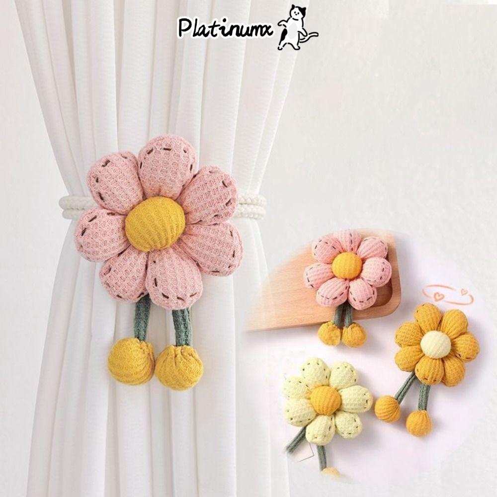 PLATINUMX Curtain Buckle, Adjustable Cartoon Flower Shape Curtain Tieback, Fashion Elastic Band Curtain Rope Kids Room Home Decor