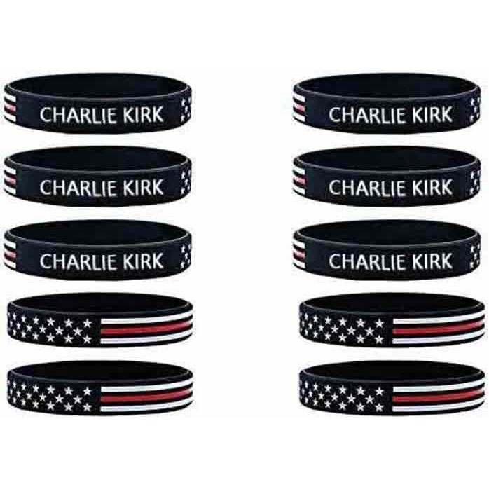 10 Pack Charlie Kirk A True Patriot Pray Justice Assassination Shooting Hero Freedom Merch USA Rubber Bracelets Silicone Wristbands Bracelets for Men&Women