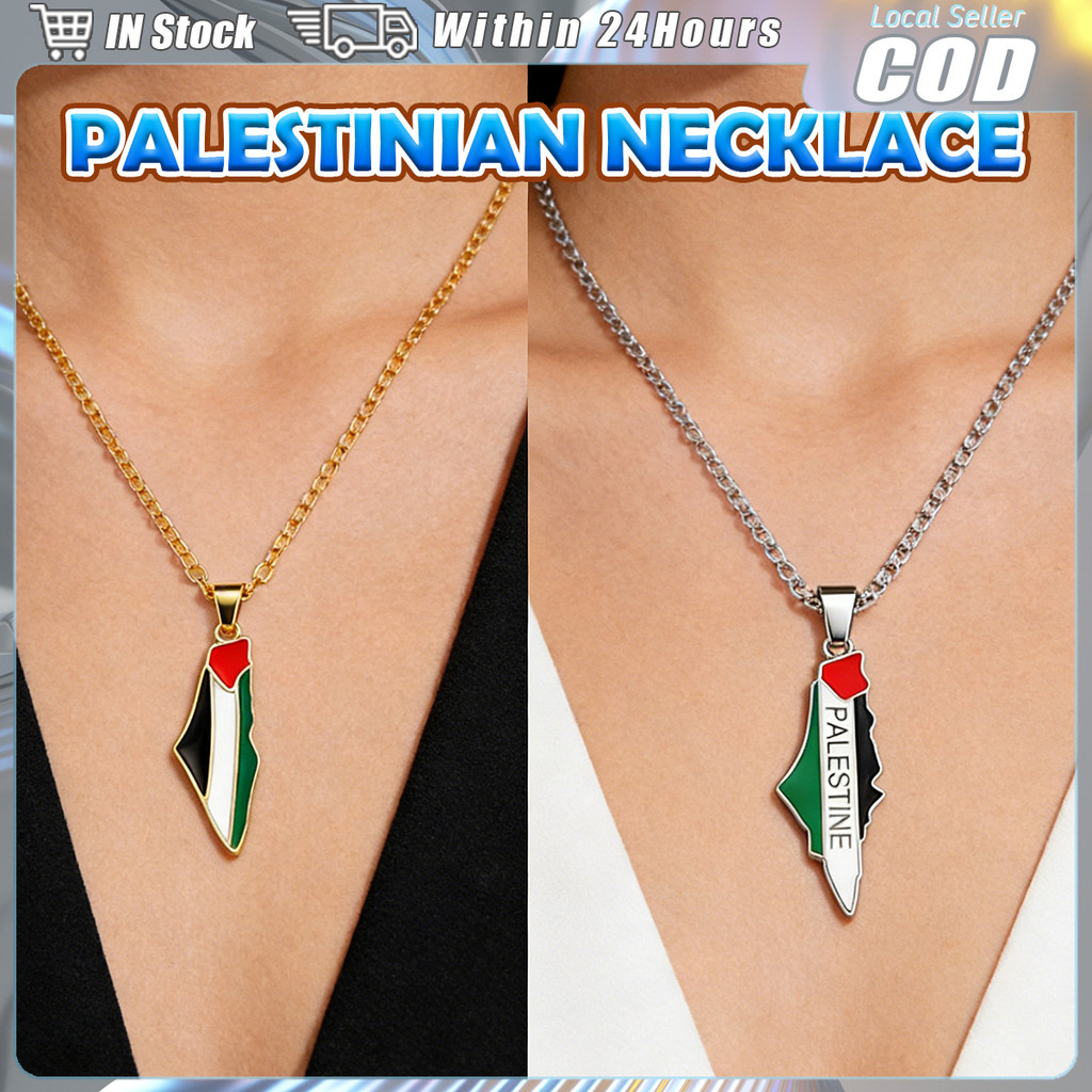 Freedom Palestine Flag Necklace Pendant Personalized Palestinian Map Flag Necklace Chain Geometric Jewelry
