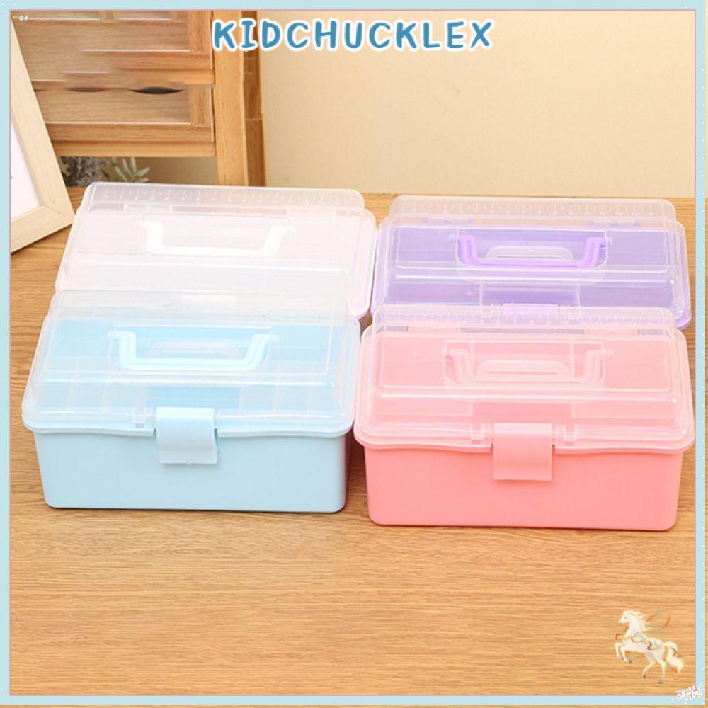 KIDCHUCKLEX Storage Box, Large Capacity Plastic Makeup Hairpin Organizer,  2/3 Layers Portable Multifunctional Jewelry Organizer Storage