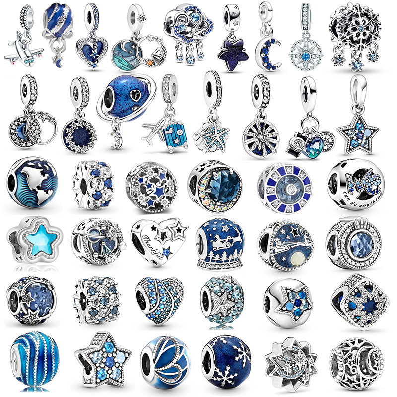 New Blue Five-pointed Starry Sky Beaded Large Hole Bead Bracelet Beaded Bracelet Necklace Accessories