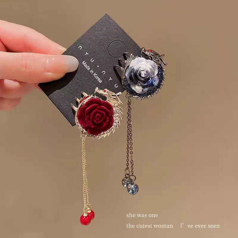 Taoyuan Shipment New Chinese Style Antique Hair Accessories Design Sense Niche Dragon-Shaped Clip Female Side Bangs Flow Duckbill Broken Hairpin
