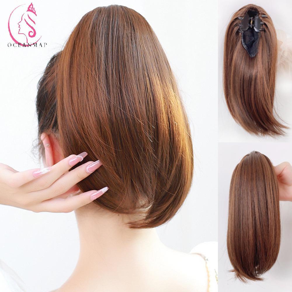 OCEANMAP Short Straight Ponytail Smooth Fasion All-Match Hair Accessories Heat Resistant Fiber Women Girls Female Synthetic Pony Tail Hairpiece