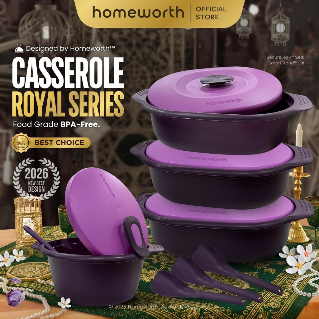 HOMEWORTH Royal Series Casserole 4PCS Set Microwave-Safe Food Server Container Party Serving Tray Set Kitchenware