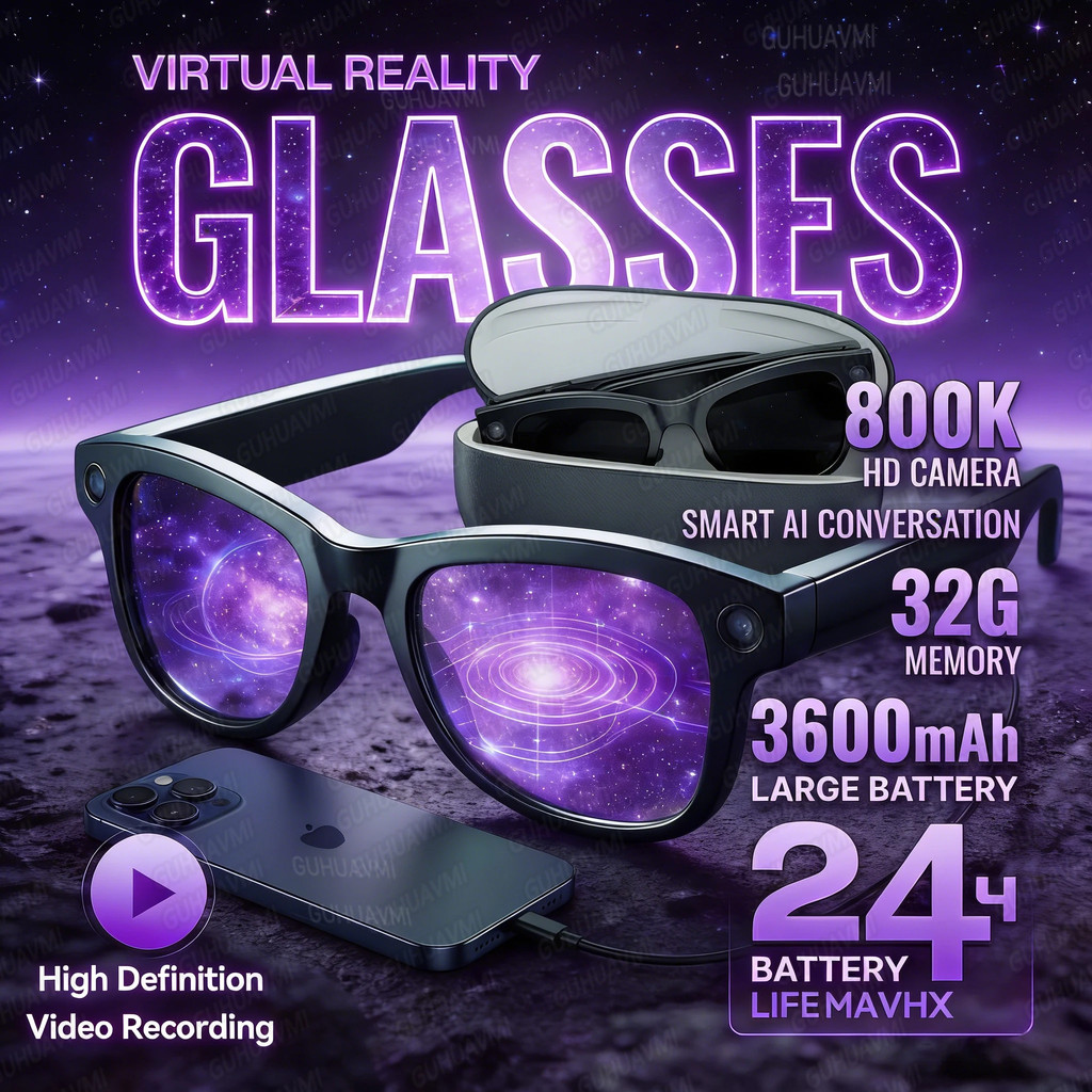 New M02 Ultra AI Glasses with Camera 1200P 32GB ChatGPT Translator Smart Sunglasses Bluetooth Call Music Recording for Travel