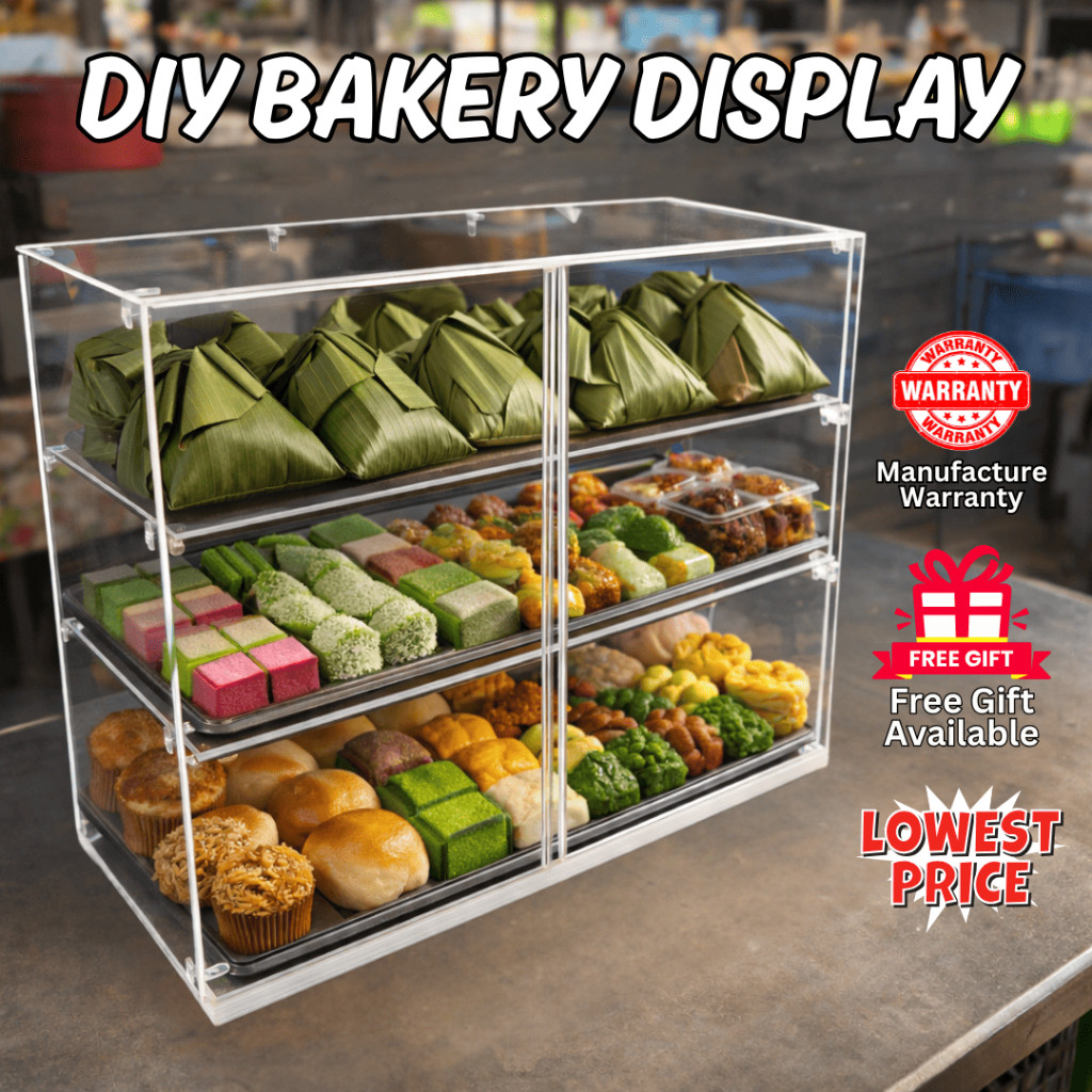Paparan Akrilik Bakery DIY + FREE GIFT / DIY Acrylic Cabinet Display / Acrylic Dessert Display Cabinet DS Brand M3