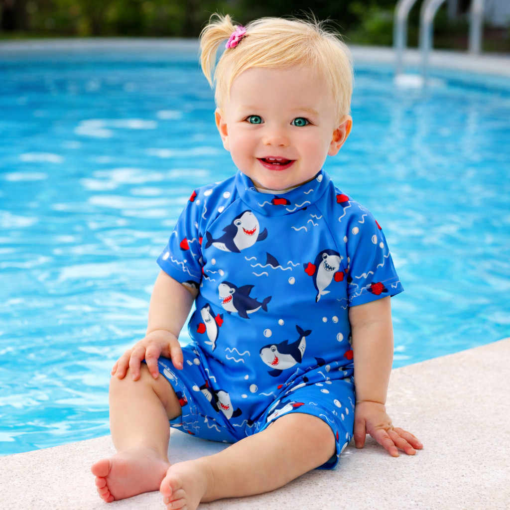 Baby Boy Shark Romper Swimwear Sea Animal Infant Beach Pool Summer Suit New