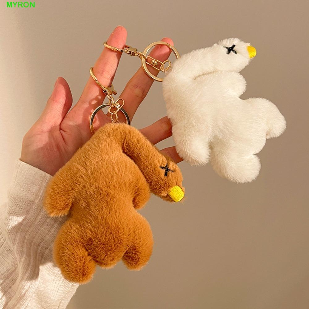 MYRON Roast Duck Plush Toy Keychain, Stuffe Animal Big Goose Bag Pendant, Creative Cartoon Creative Decoration Roast Duck Plush Key Ring Jewelry Gift