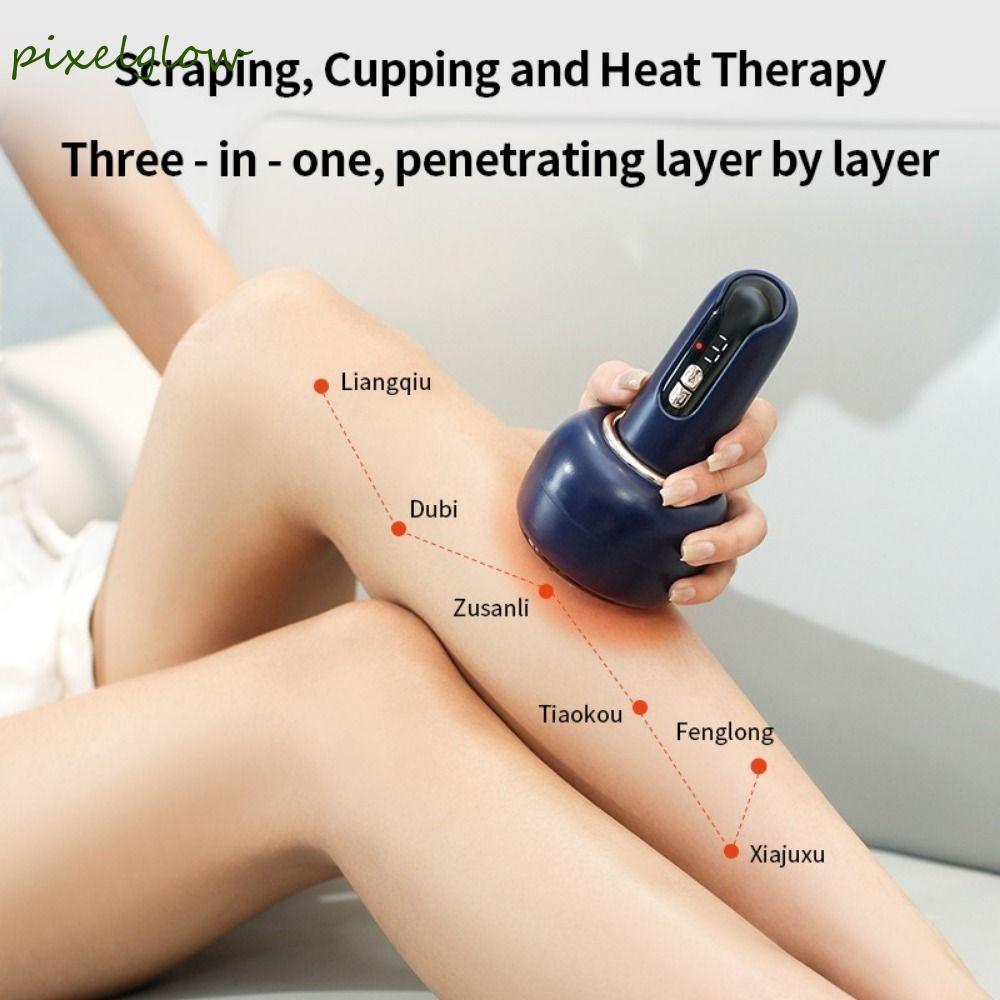 PIXELGLOW Smart Cupping Massage|Electric Heating Smart Vacuum Chinese Meridian Can, Portable Adjustable Intensity 9 Levels Suction Handheld Design Electric Guasha|Leg Massage