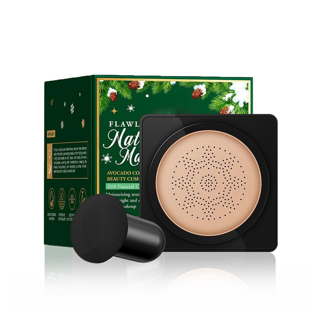 Glow Foundation Cushion with Mushroom Head Applior, Air Cushion CC  & BB  Foundation, Moisturizing Concealer Even  Tone, Long-Lasting  Finish for All  Types ()