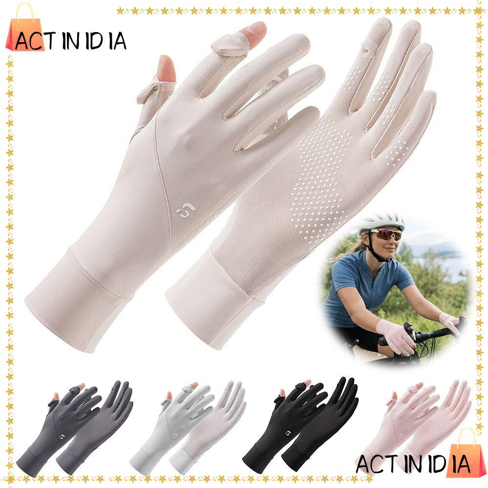ACTINIDIAKF Cycling Gloves, Sunscreen Non-slip Driving Gloves, Light Breathable Anti UV Touch Screen Gloves Summer