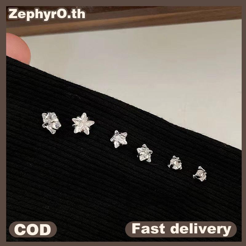 null 1Pair Trendy Star Crystal Studs Earings Korean Style Aesthetic Zircon Earrings For Women Girls Fashion Ear Piercing Jewelry null