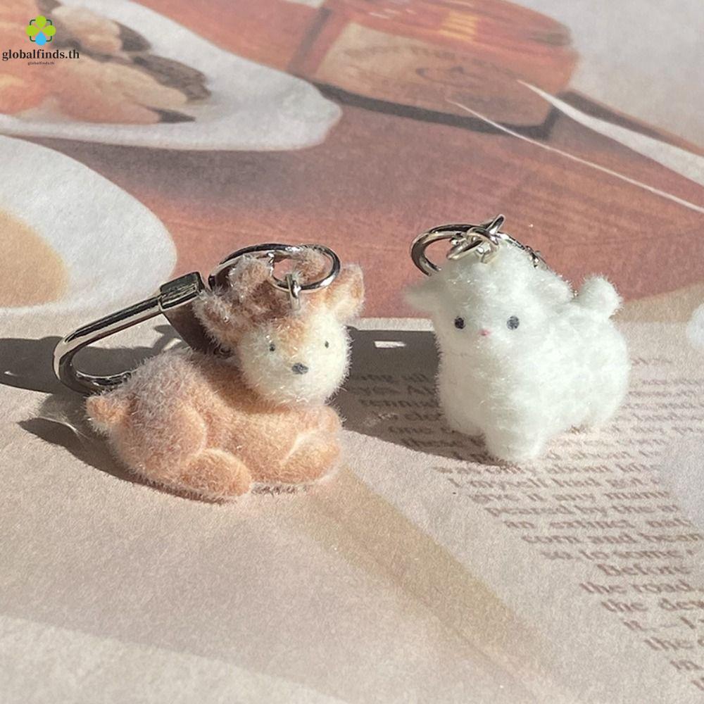 LFINDS Capybara Animal Keychains, Fluffy Alpaca Elk Bag Charm Flocking Key Ring, Funny Cartoon Kawaii Resin 3D Doll Pendant Car Key Ring