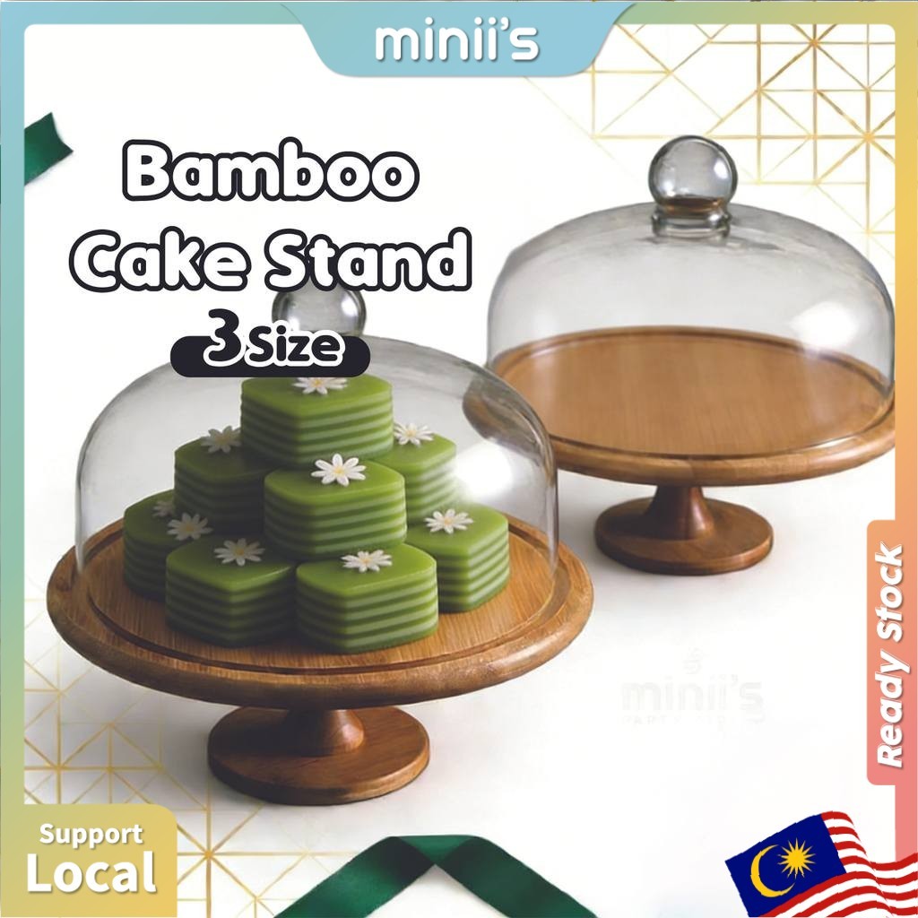 Miniis Wooden Cake Dessert Stand with Cover 2 in 1 Cake Display Accessory Birthday Party Home Decor Food Tray  森系木质蛋糕台