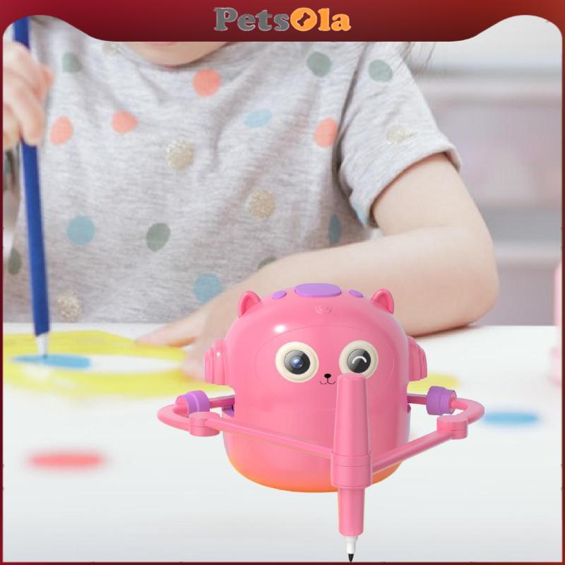 [PETSOLA] Kids Drawing Robot with 100 Cards Hand Eye Coordination Preschool Drawing Machine Cute Painting Learning Toy for Children Gift