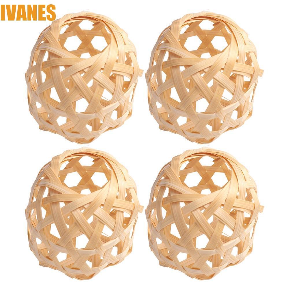 IVANES Woven Bamboo Lamp Shade, Bamboo Cage Globe Bulb Lampshades, DIY Decorations Vintage Hexagonal Eyes Removable Chandelier Cover Ceiling Pendant Cage