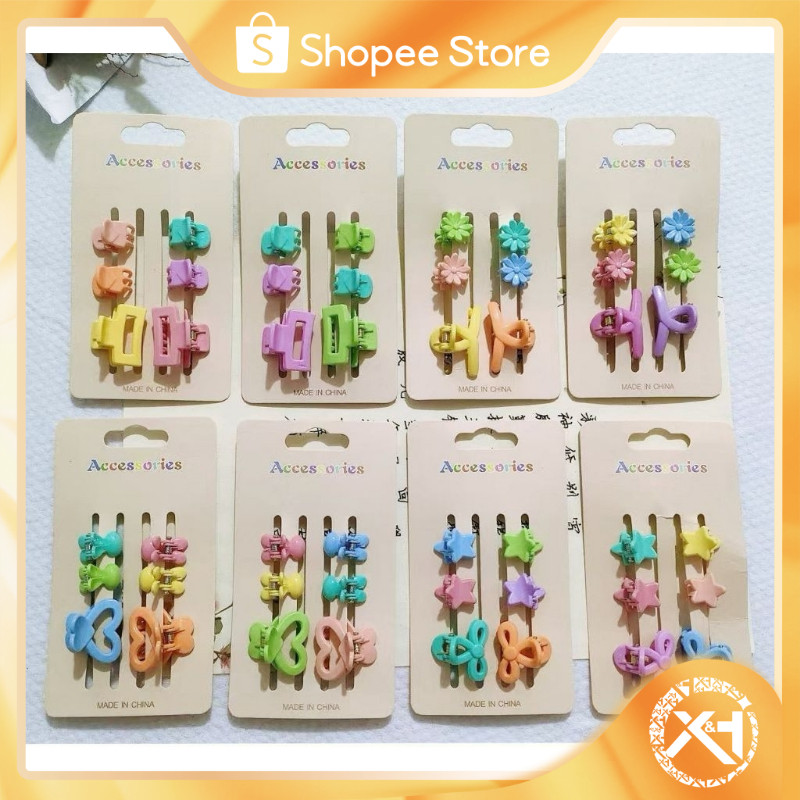 1Pack /12Card Colors Mini Clamp Set Girl Clip Hair Accessories 72PCS Assorted Color