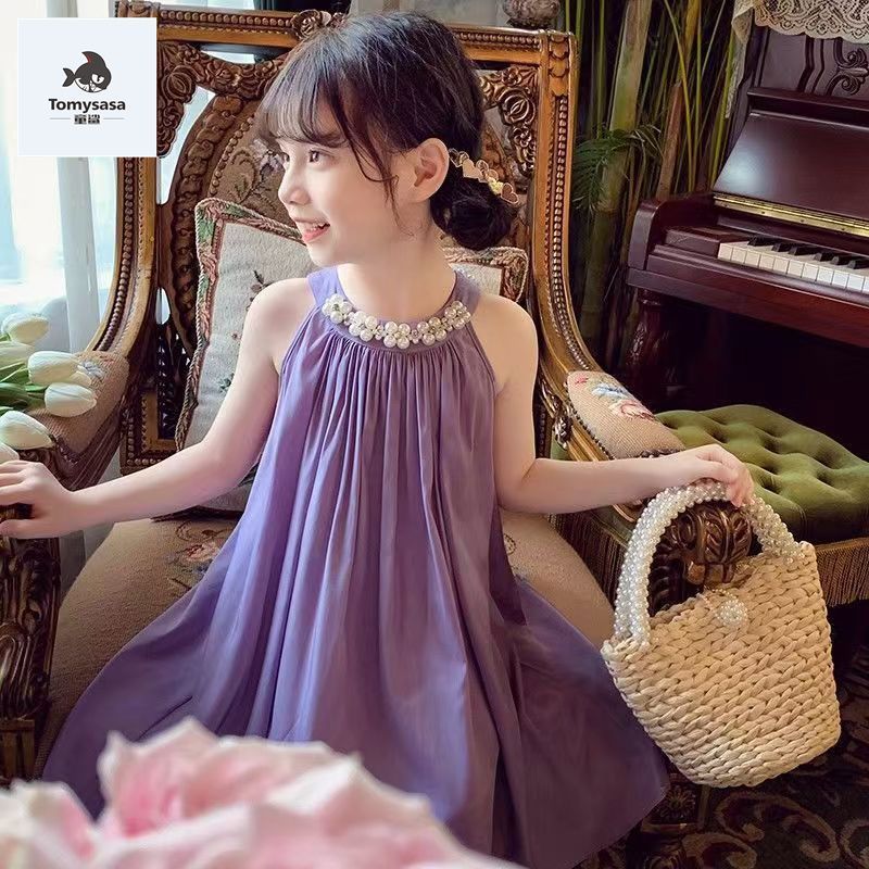 Hot Sale Ready Stock Girls Dress Summer New Style Fashion Children Pearl Princess Dress