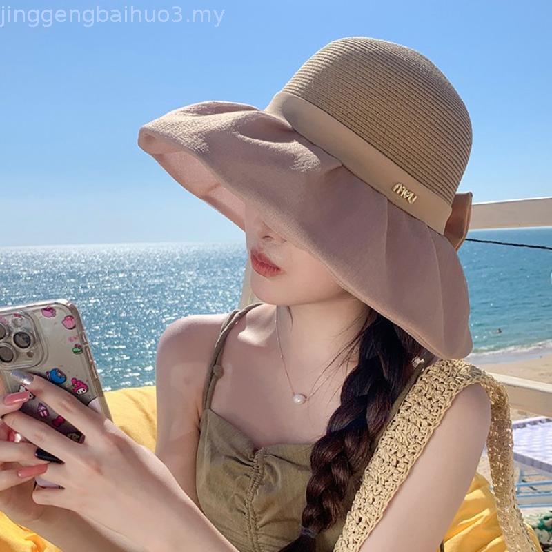 Hat Seaside Vacation Korean Version Sunscreen Elegant Spring Summer Sunshade All-Match Bucket Hat 2025 Female Sun Hat M9TT