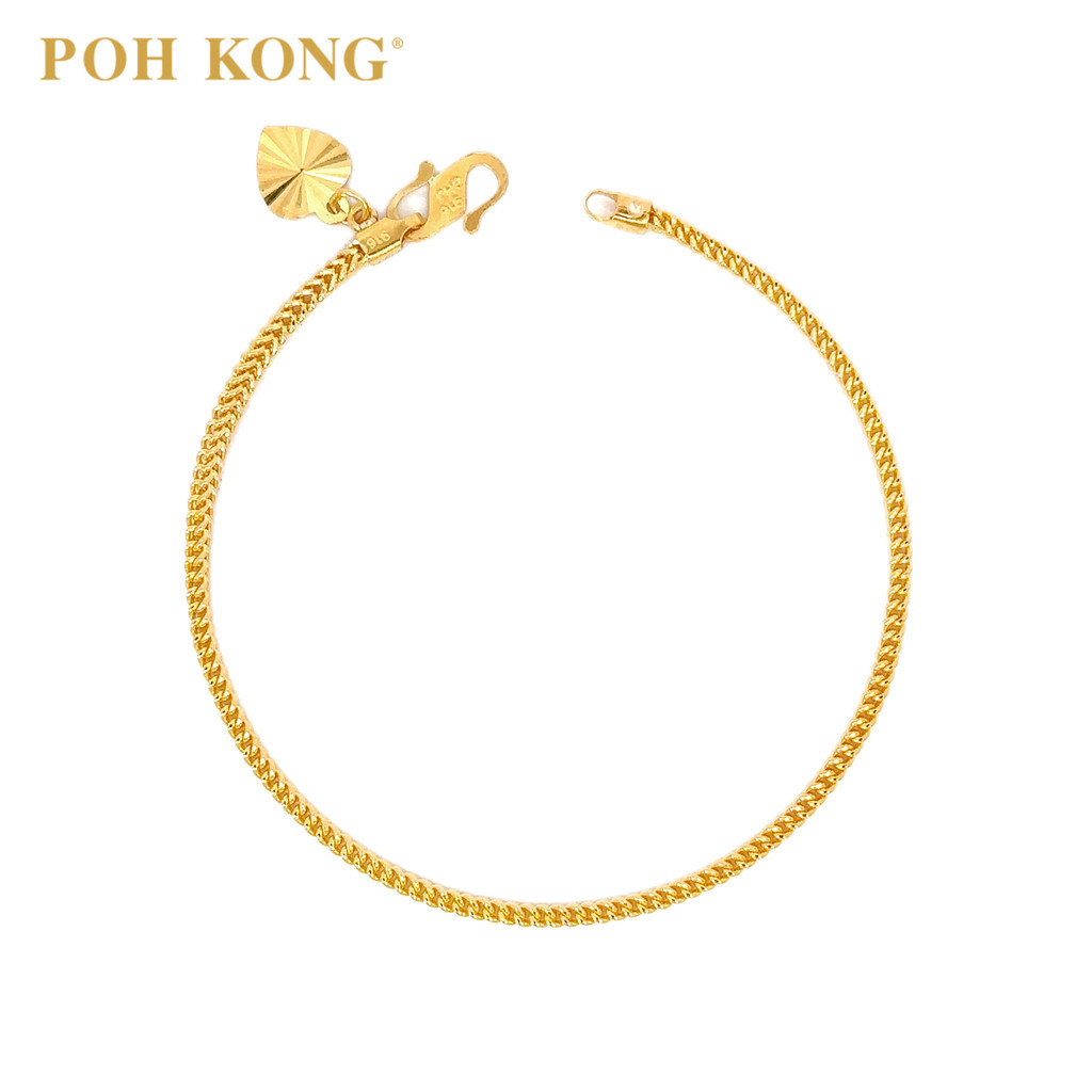 POH KONG 916/22K Yellow Gold Machine Carved V Shape Bracelet